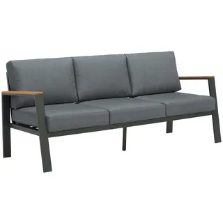 Ambia Garden Loungesofa , Anthrazit, Grau, Naturfarben , Holz, Metall, Textil , Eukalyptusholz , massiv , Füllung: Schaumstoff, Komfortschaum,Komfortschaum , 191x74x75 cm , Gartenmöbel, Loungemöbel, Gartensofas & Loungesofas