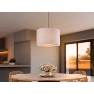Minimalistische Pendelleuchte Stofflampe skandinavisches Design mit Naturholz - Hellbraun