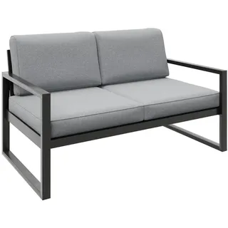 Beautysofa Loungesofa Stella 2-Sitzer mit Metallrahmen, 146 cm, Hellgrau , 146x86x80 cm , Gartenmöbel, Loungemöbel, Gartensofas & Loungesofas