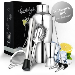 Vezato Cocktail Shaker Set aus Edelstahl 750 ml - Hochwertiges Barkeeper Set - Spülmaschinen geeignetes & rostfreies Cocktail Zubehör - Ideales Cocktail Set Geschenk