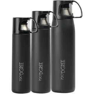 720°DGREE Thermoskanne mit Becher 750ml “Follow” - 3 Größen, Klick-Verschluss, 12h Heiß, 24h Kalt, Auslaufsicher, BPA-Frei - Edelstahl Thermosflasche, Isolierflasche - Perfekt für Kaffee, Tee To Go