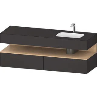 Duravit Collection One Einbauwaschtisch mit Konsolenwaschtischunterbau, 1600x550x600mm, Nische Eiche Natur, Becken rechts, QA4796030800000, Farbe: graphit supermatt
