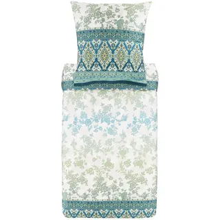 Bassetti AGRIGENTO Bettwäsche + 1 Kissenhülle aus 100% Baumwollsatin in der Farbe Olivgrün V1, Maße: 155x220 + 1 K 80x80 cm - 9325850