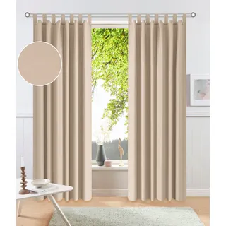 Vorhang OTTO HOME "Raja" Gr. 1, beige (sand), B:140cm H:145cm, Polyester, Recyceltes Material, Gardinen, Vorhang, 2er-Set, Bestseller, einfarbig, modern, pflegeleichte Mikrofaser, Topseller