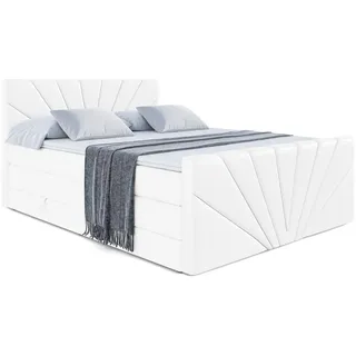 altdecor Boxspringbett Weiß Hochglanz, Holzwerkstoff, Höhe ca. 20 cm 200x200 cm, Schlafzimmer, Betten, Boxspringbetten