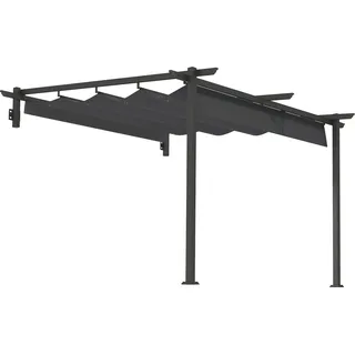 Outsunny Terrassendach Pergola ca. 3x3m Terrassendachung, Garten Pavillon aus Aluminium, Wandmontage - Grau