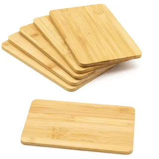 Bambus Schneidebrettchen 22 x 14 cm - 6er Set - Küchenbrett aus Holz - Schneide Servier Küchen Brett Brettchen natur