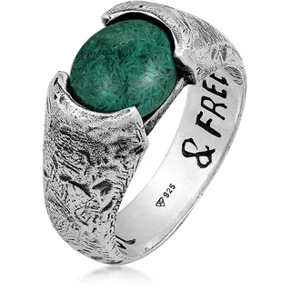 Silberring HAZE & GLORY "Ring Herren Liberty - Afrikanischer Türkis 925 Silber" Gr. 60, silber, Fingerringe, Herren, 60, Silber 925 (Sterlingsilber), Silberring