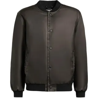 Bomberjacke KHUJO "Bomberjacke Cale", Herren, Gr. L, schwarz (vintage schwarz), Obermaterial: 100% Polyester PES.  Obermaterial: Futter: 100% Polyester PES. 100% Polyester PES., lässig geschnitten hüftbedeckend, Rippstrickbündchen, Jacken Bomberjacke, Lässige Herren Kunstlederjacke