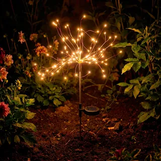 LUMILED Solarleuchte für außen Garten Feuerwerk 90 cm Solarlampe mit Erdspieß Pusteblume Solarlampe Warmweiß 3000K Solar Gartenleuchte Bodenleuchte