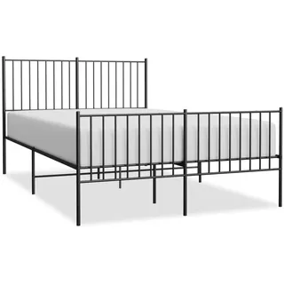 vidaXL Bettgestell mit Kopf- und Fußteil Metall Schwarz 140x200 cm - Schwarz