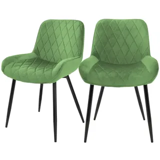 ML-Design Esszimmerstuhl Grün, Metall, 60x81x54 cm, Esszimmer, Stühle, Esszimmerstühle, Salbei, Sitzfläche aus Samt Metallbeine,