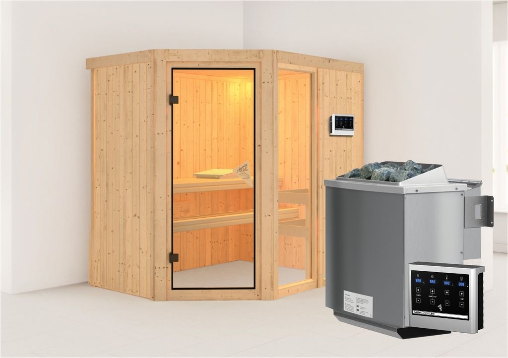 Bild von Sauna Fiona 1 mit Bio Ofen 9 kW Bio-Kombiofen ext. Steuerung