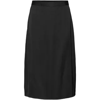 VERO MODA Midi Rock Ausgestellt mit Gummizug Glänzender Satin Stoff Elegant Knielang Feminin Trend VMNOA