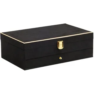 home&you Schmuckkästchen Pranchetoni , Schwarz , Holzwerkstoff , 32x10.5x20 cm , Ordnen & Aufbewahren, Schmuckaufbewahrung