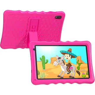 Tibuta 10 Zoll Kinder Tablet, Android 13 Tablet für Kinder, Google Tablet mit 2GB+2GB(Samrt Storage) RAM &32GB ROM, 1280 * 800IPS, 2MP Front 5MP Rear Camera, mit Buntem Kid-Proof Case (Pink
