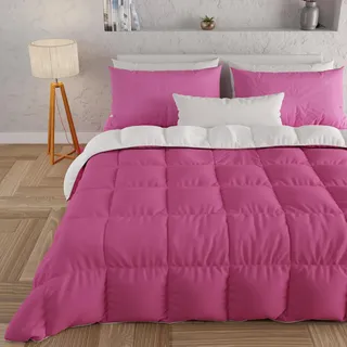 PETTI Artigiani Italiani – Winterbettdecke 240x260 cm, Zweifarbig Fuchsia/Weiß, Wendedecke Aus Mikrofaser 300 g/m2, Für Doppelbett, Warme Kuscheldecke, Made in Italy
