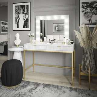 Schminktisch mit Spiegel CORTADO GOLD T104 - Weiß
