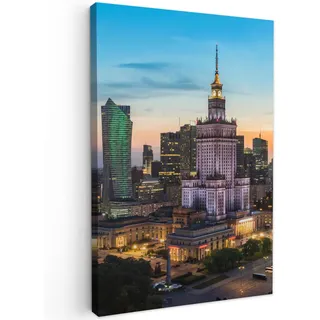 MuchoWow Leinwandbild Polen - Sonne - Warschau 90x140 cm , Blau , Textil , Kiefer , Rechteckig , 90x140 cm , FSC 100% , gerahmt , Bilder & Rahmen, Bilder, Leinwandbilder