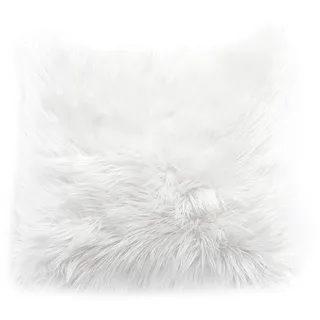 Teppich Wölkchen Lammfell Kunst-Fell Zierkissen mit Füllung | Hochflor Deko Schaffell Sitzkissen | Als Flauschige Stuhlauflage für Schlafzimmer, Wohnzimmer oder Kinderzimmer | Weiss - 43x43cm Kissen