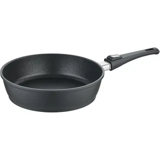 Berndes Schmorpfanne Vario Click 28 cm, Induktion, hoher Rand, Pfanne mit abnehmbarem Stiel, robuster Aluguss, antihaft beschichtet, Black