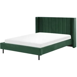 Beliani Polsterbett Grün 160 x 200 cm Samtstoff mit Lattenrost Elegant Modern - Grün, Schwarz