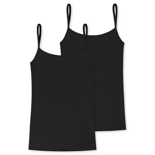 Spaghettitop UNCOVER BY SCHIESSER "Uncover Cotton", Damen, Gr. L, 000, schwarz, Single Jersey, Obermaterial: 95% Baumwolle, 5% Elasthan, figurbetont hüftbedeckend, tiefer Rundhals, Tops Spaghettitop, tiefer Rundhalsausschnitt, schmale Träger, elastisch, weich