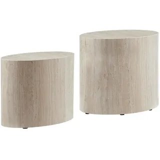 SalesFever Couchtisch 2er Set, Travertin - Beige