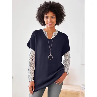 Pullunder HEINE "Pullunder", Damen, Gr. 38, blau (marine), 100% Polyacryl, unifarben, Pullover Pullunder