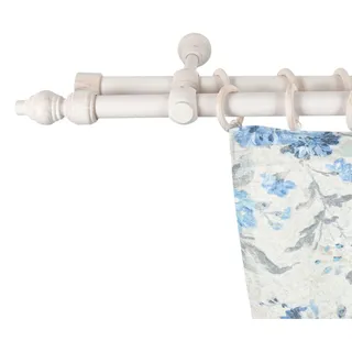 Gardinenstange SN DECO GROUP "Filigrano" Gr. 8, weiß (weiß antikfarben), L:320cm, Holzwerkstoff, Gardinenstangen, Gardinenstange, 28 mm, Holz, verschiedene Längen und Farben, Komplettset