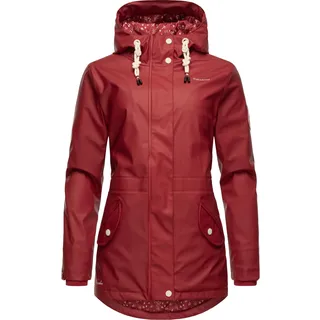 Navahoo Damen, Übergangsjacke Regenmantel wasserdicht lang warm gefüttert mit Kapuze Oceans Heart Blood Red Gr. L - L