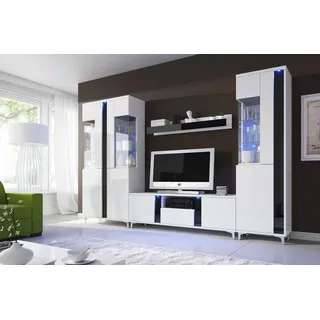 Hochglanz Wohnwand Schrankwand Wohnzimmer Schrank Vitrine Sideboard Wohnwände