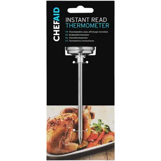 Chef Aid Analoges Fleischthermometer mit Metallsonde und Celsius Skala für Kerntemperatur von Fleisch Geflügel Braten Ofengerichte Grill BBQ und tägliches Kochen