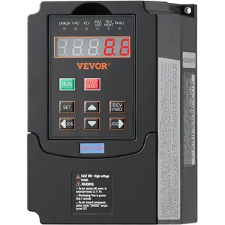 Vevor Frequenzumrichter VFD 1 PS, 0,75 kW, 3,5 A, 1- oder 3-phasiger 220-V-Eingang auf 3-phasigen 220-V-Ausgang, 40–60 Hz Eingang, 0–400 Hz Ausgang, VFD für Spindelmotor-CNC-Drehzahlregelung