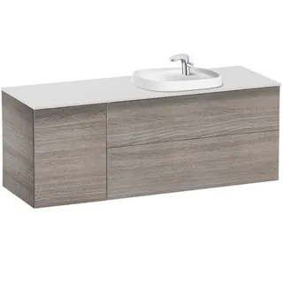 Waschbecken rechts + Unterschrank 2 Schubladen + 1 Tür Unik Beyond Roca, 140 x 50 x 52 cm, Eiche (Referenz: A851417402)