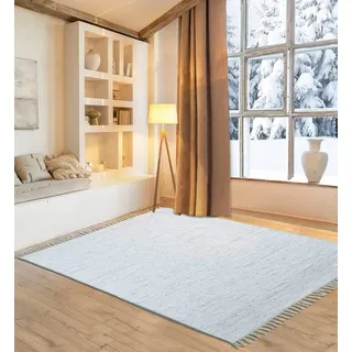 otto home Teppich »Gastines« rechteckig 5 mm Höhe Wendeteppich, reine Baumwolle, handgewebt, uni, waschbar, modern, grau