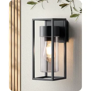 EDISHINE Wandleuchte innen & aussen, Wandlampe, Wandbeleuchtung für Hauswand, Terrassenbeleuchtung, Balkon, Modern, ohne Leuchtmittel, IP44 Wasserdicht, Schwarz