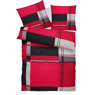 MY HOME Bettwäsche MY HOME "NINA, in verschiedenen Qualitäten", rot, B/L: 155cm x 220cm, 1 Stk., 1 Stk., Microfaser, B/L: 80cm x 80cm, 2 Stk., Microfaser, Obermaterial: 100% Polyester, Bettwäsche, Bettwäsche, in den Größen: 135x200 oder 155x220 cm