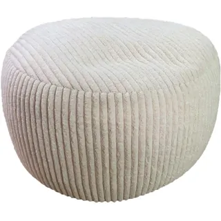 Relaxdays Pouf, Cord, HxD: 25 x 35 cm, Polystyrol-Füllung, rundes Bodensitzkissen, Wohnzimmer Hocker, Sitzpouf, beige