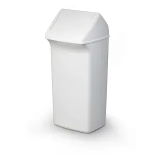 DURABLE Wertstofftonne DURABIN FLIP 40, mit Schwingdeckel, Quadratischer Schwingdeckeleimer aus PP-Kunststoff, 40 Liter, Farbe: weiß