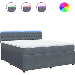 vidaXL Boxspringbett mit Matratze Dunkelgrau 180x200 cm Samt - Grau