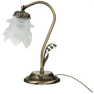 Licht-Erlebnisse Tischleuchte Messing Glas Bronze Floral Jugendstil E14