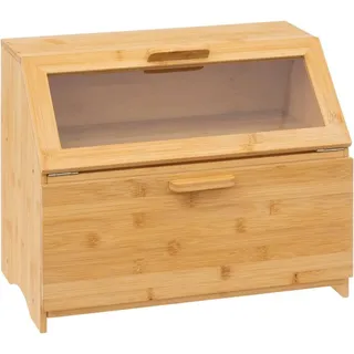 Avilia Vitrine Brotkasten mit Schneidebrett - Brotkasten mit integriertem Schneidebrett, aus Bambus, 40 x 32,5 x 27,5 cm, Braun