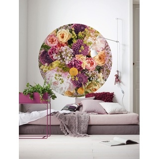 Komar DOT runde und selbstklebende Vlies Fototapete - Frescas - Ø Durchmesser 125 cm - Floral, Blumen, Tapete, Wandtattoo, Schlafzimmer, Wohnzimmer, Wanddeko - D1-102