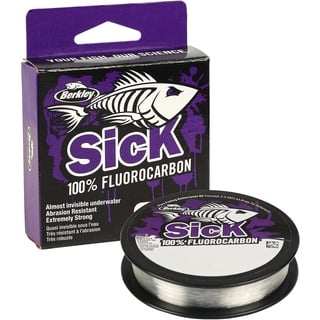 Berkley Sick Fluorocarbon-Vorfachmaterial – durchsichtige Fluoro-Carbon-Angelschnur, schnell sinkendes und unsichtbares Raubfisch-Angelvorfach, 50 m, farblos