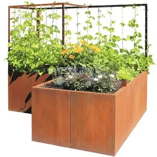 Hochbeet Palatino Set Urban mit Rankhilfe 100 x 100 x 183 cm braun inkl. Drahtse