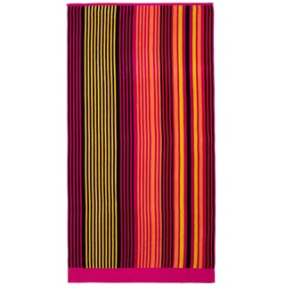 Gözze Strandtuch, Streifen Design mit Motiven, 100% Baumwolle, 90 x 180 cm - Pink