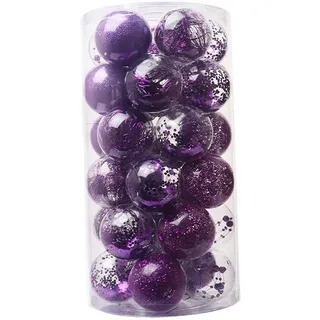 Milageto Weihnachtskugeln, bruchsicher, zum Aufhängen, dekorative Kugeln für Partys, Cafés, Hochzeiten, Restaurants, 30 Stück, Lila