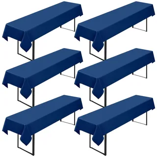 6 Stück Biertisch Tischdecke,für 50-70 cm Tischbreite,Marineblau Biertisch Biertischhussen Bierzeltgarnitur Rechteckige Tischdecken Waschbar 100x250cm für Gartenbankett-Gartenmöbel