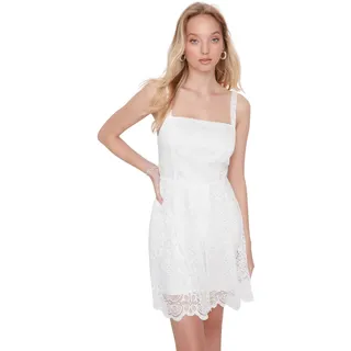 TRENDYOL Damen Mini A-linie Regular Dress Kleid, Natur, 38 EU